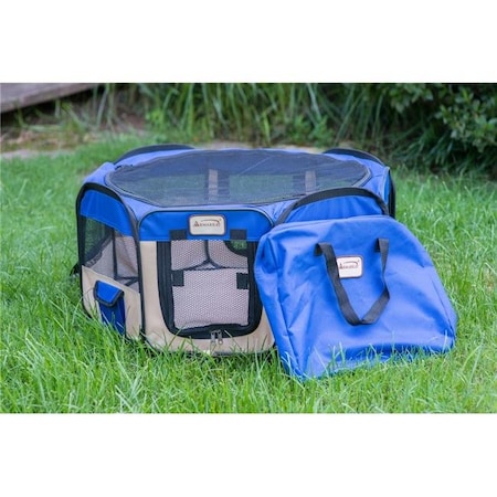Armarkat Armarkat PP001B-M Portable Pet Playpen; Blue & Beige - Medium PP001B-M